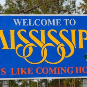 A sign that says welcome to mississippi