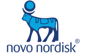 A blue cow with the words ovo nordis underneath it.