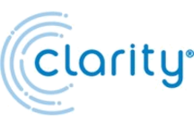 A green background with the word clarity written in blue.